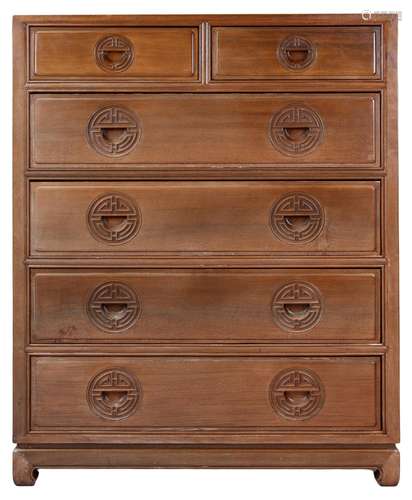 A Chinese hardwood chest of drawers with six drawers