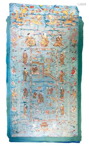 An extremely large Chinese Qing dynasty embroidered