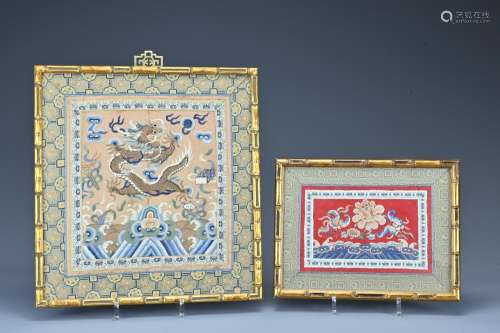 Two (19/20th century) Chinese embroideries in bamboo