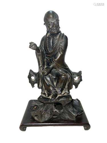 Chinese Bronze Figure Of Louhan Late Ming