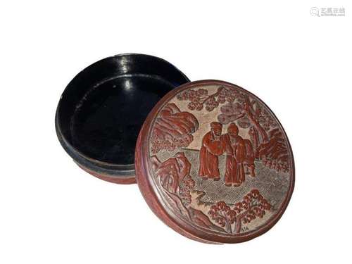 CHINESE 19TH CENTURY CINNABAR LACQUER BOX & LID