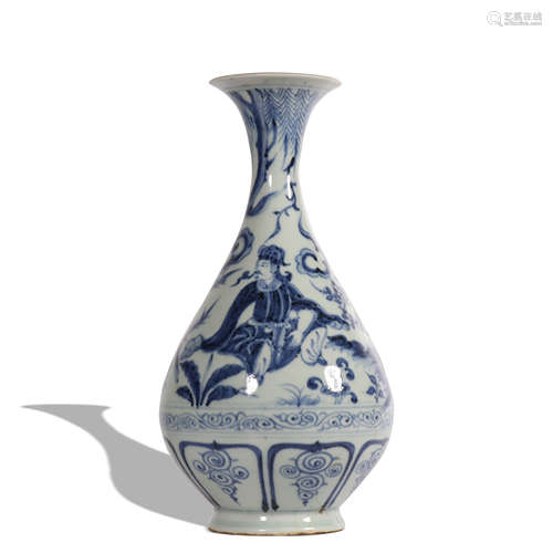 A blue and white 'figure' pear-shaped vase