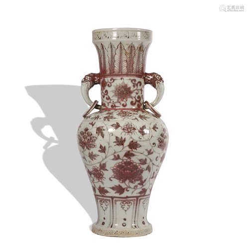 A copper-red-glazed 'floral' vase