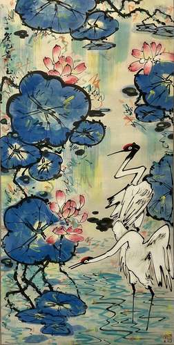 A Huang yongyu's flowers and birds painting