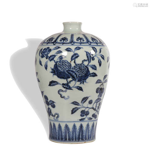 A blue and white 'floral' vase