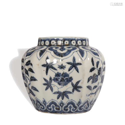 A blue and white jar