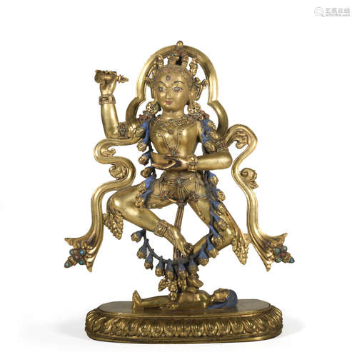 A gilt-bronze statue of Vajradhara