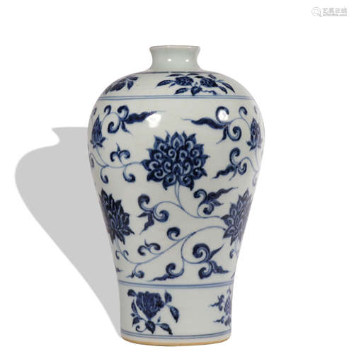 A blue and white 'floral' Meiping