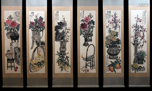 A Wu changshuo's six pieces painting