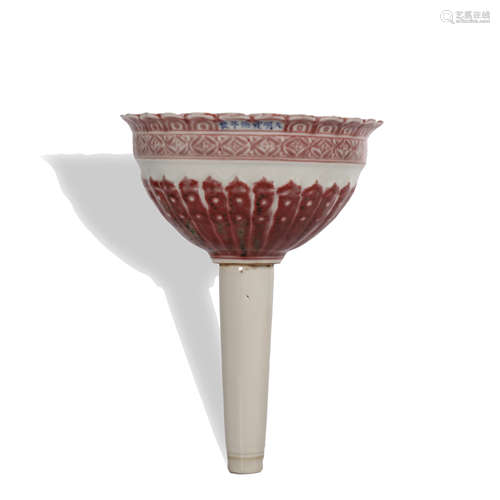 A copper-red-glazed stem cup