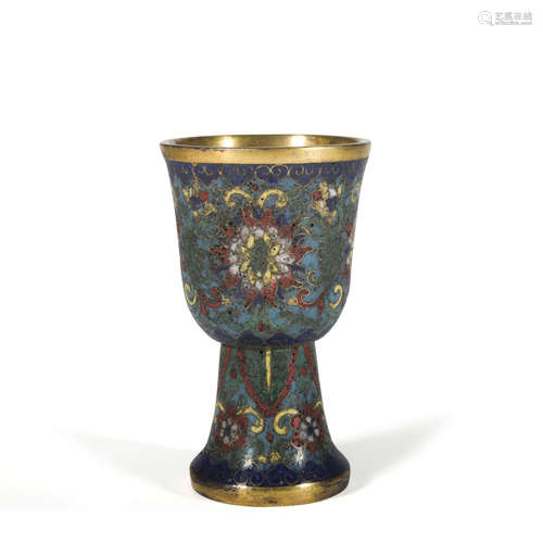 A Cloisonne enamel 'lotus' cup