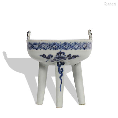 A blue and white censer