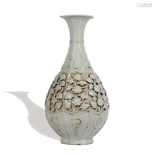 A white glazed pear-shaped vase