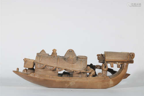 chinese shoushan stone boat ornament