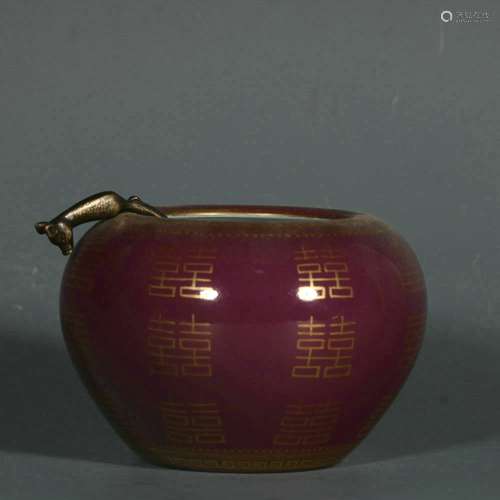 chinese red glazed porcelain water pot