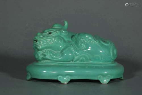 chinese turquoise glazed porcelain kirin ornament