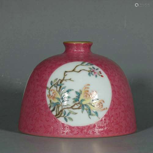 chinese red glazed famille rose porcelain water pot