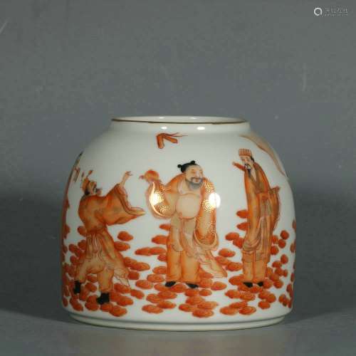chinese red glazed porcelain water pot