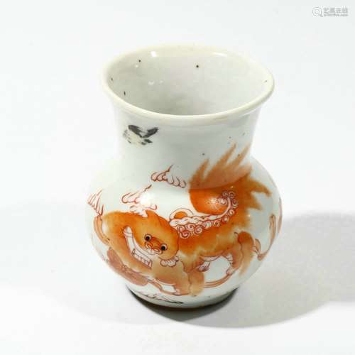 chinese red glazed porcelain vessel