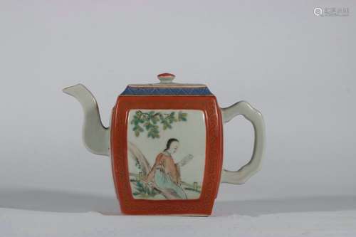 chinese famille rose porcelain square pot