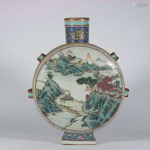 chinese famille rose porcelain moonflask