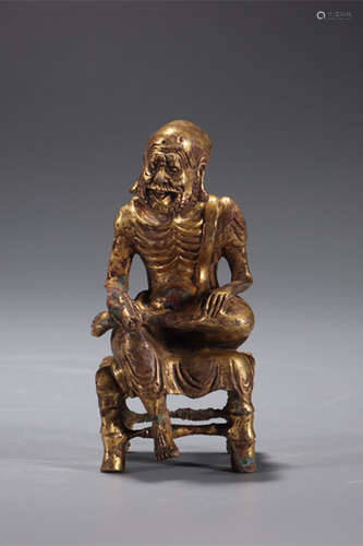 chinese gilt bronze arhat statue