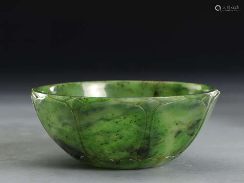 chinese hetian green jade bowl