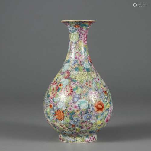 chinese famille rose porcelain pear shaped vase