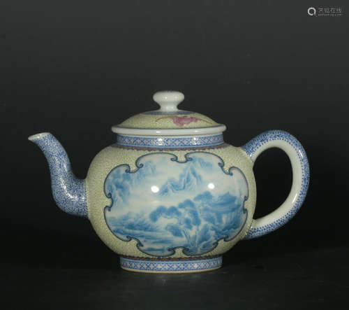 chinese green enamel porcelain teapot