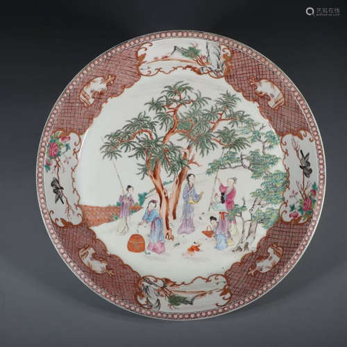 chinese famille rose porcelain large plate