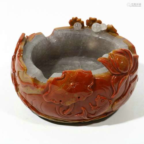 chinese red agate ashtray