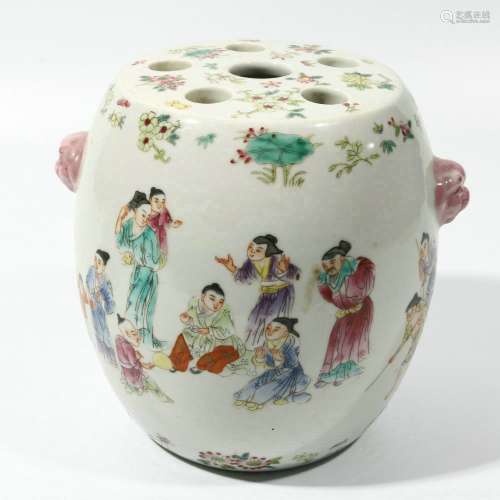 chinese famille rose porcelain barrel stool