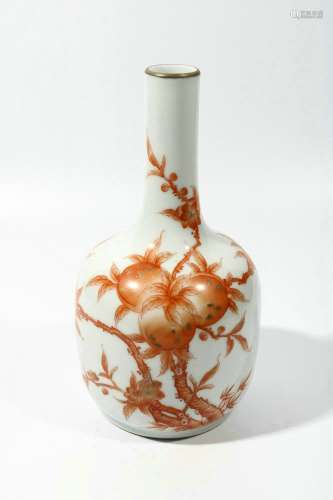 chinese red glazed porcelain mallet-form pot