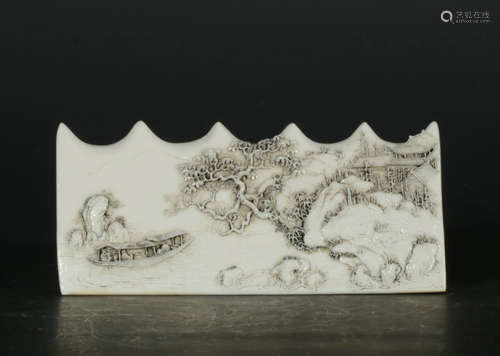 chinese grisaille-decorated porcelain brush holder