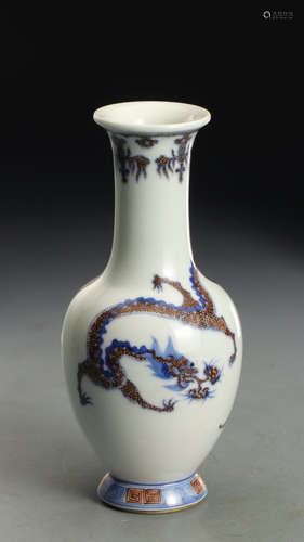 chinese blue and white underglaze red porcelain vase