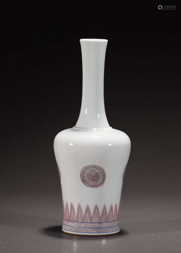 chinese underglaze red porcelain mallet-form vase