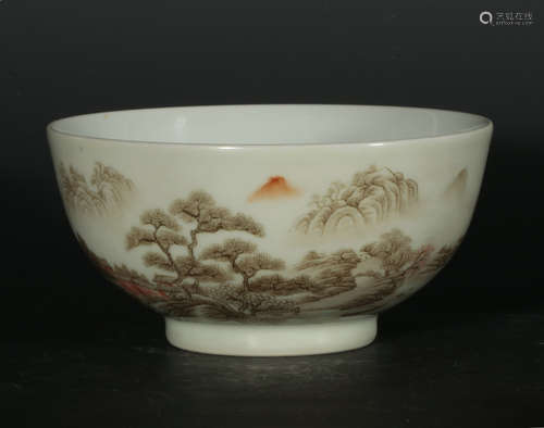 chinese grisaille-decorated porcelain bowl