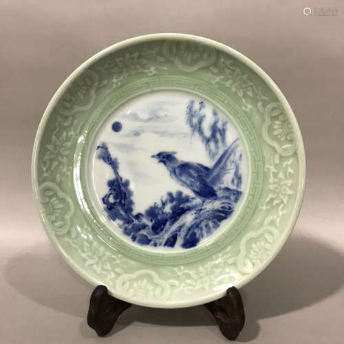 chinese celadon glazed porcelain plate