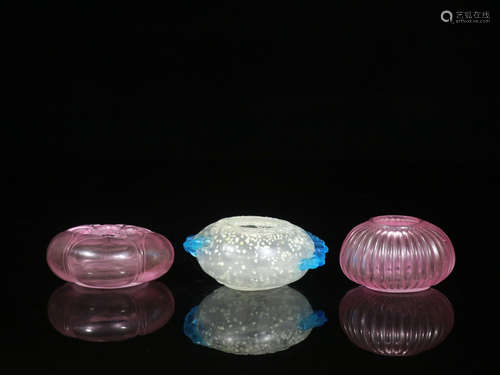 a set of three chinese glass water pots