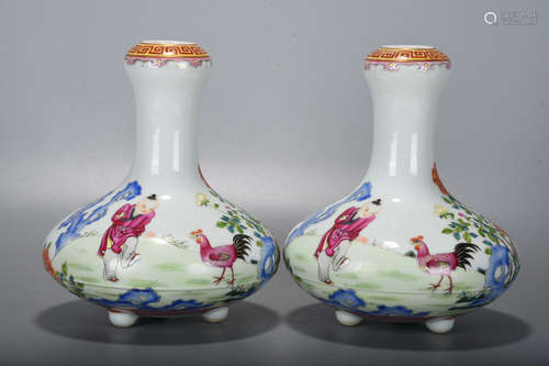 chinese famille rose porcelain garlic-head vase