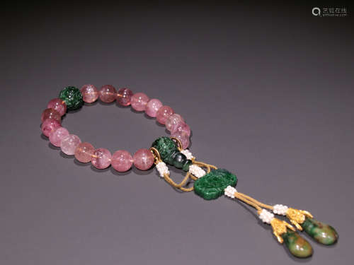 chinese pink tourmaline hand string