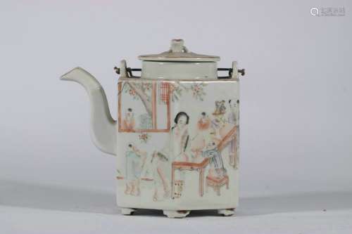chinese famille rose porcelain hexagonal teapot