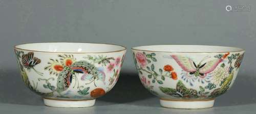 pair of chinese famille rose porcelain bowls