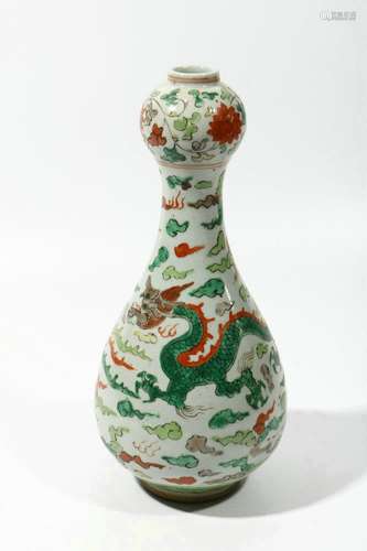 chinese famille rose porcelain garlic-head vase