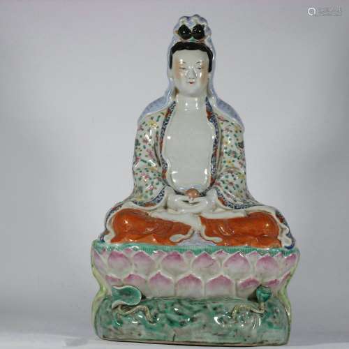 chinese famille rose porcelain guanyin statue