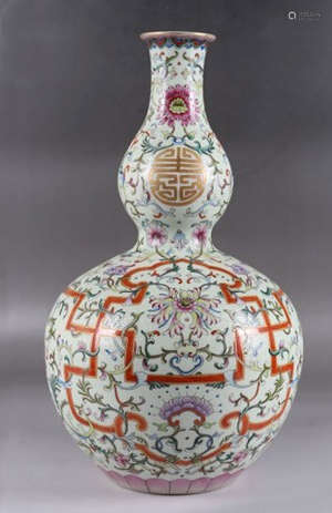 chinese enamel porcelain double gourd vase