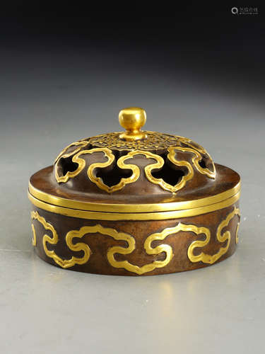 chinese gilt bronze ruyi censer