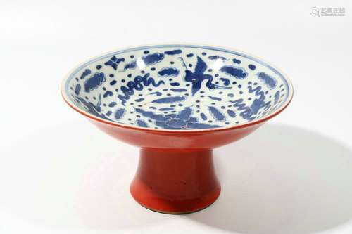 chinese blue and white porcelain stem plate