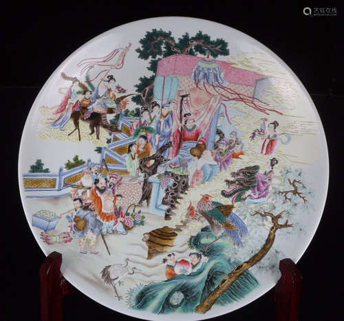 chinese famille rose porcelain large plate