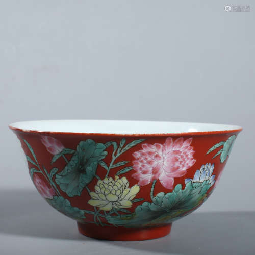 Qianlong enamel lotus bowl